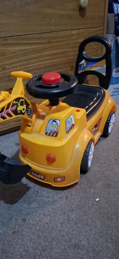 Auto excavadora para niños amarillo - miniatura 1