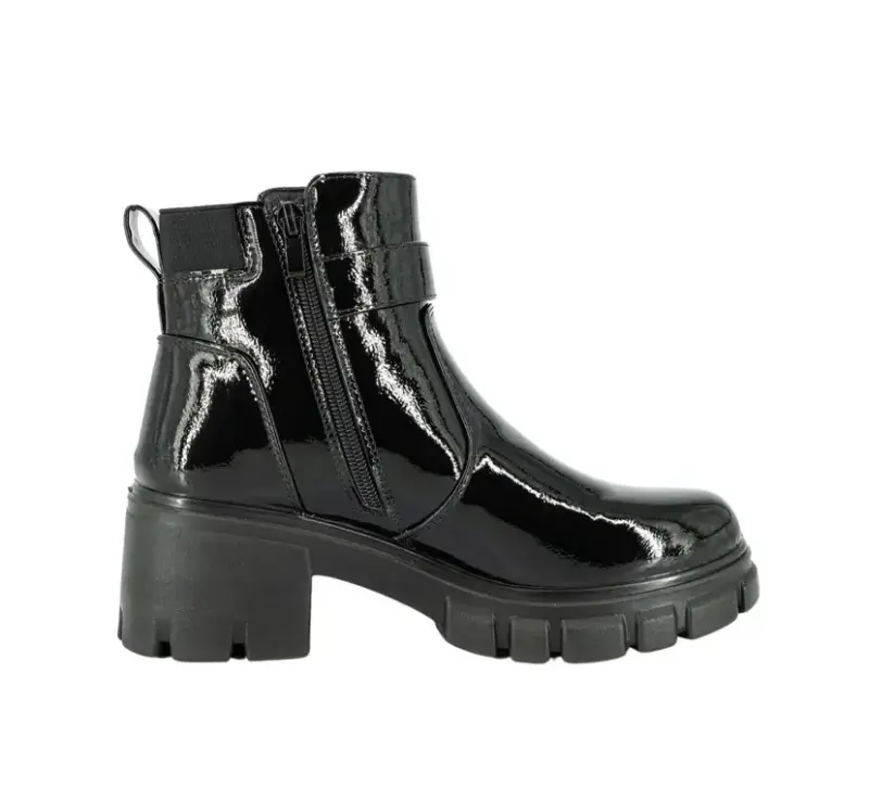 Botines de charol negro con plataforma - 1
