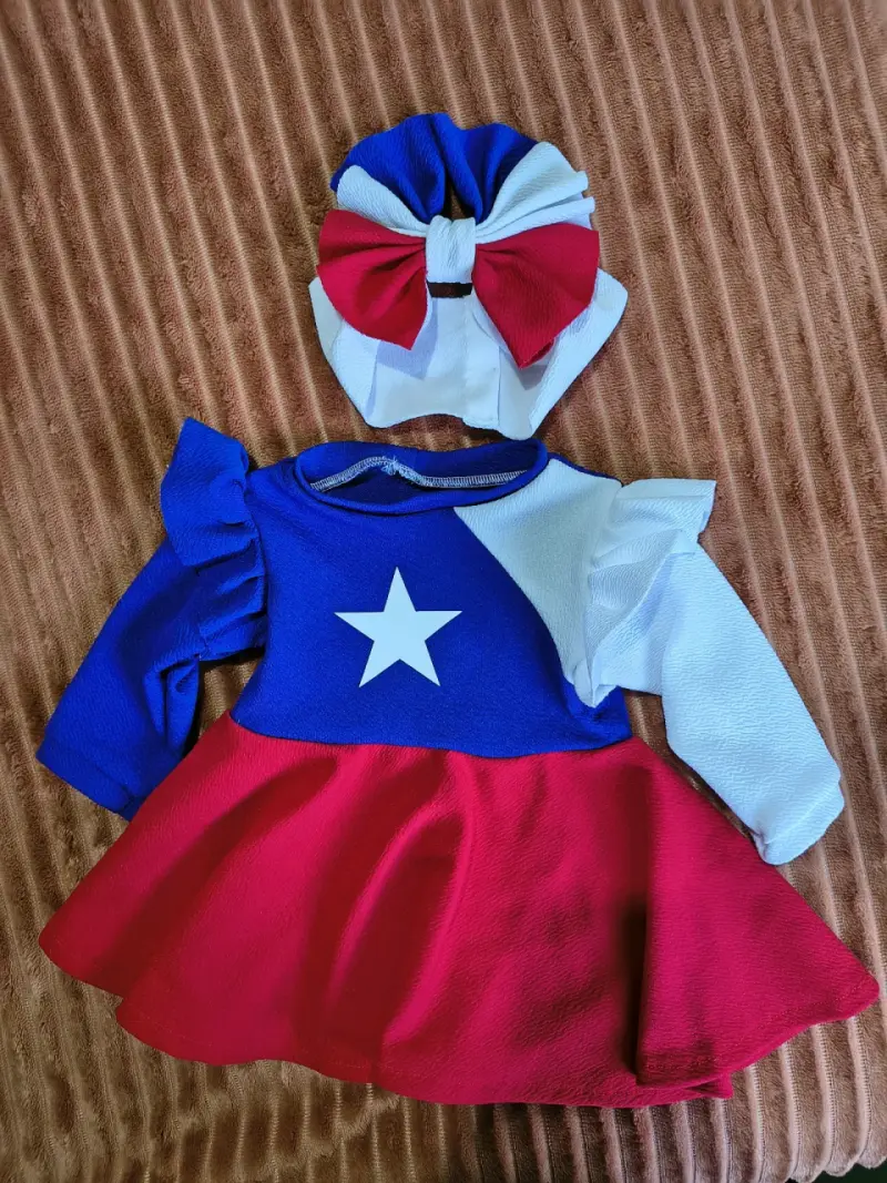 Vestido de bebé con diseño bandera chilena 3 meses