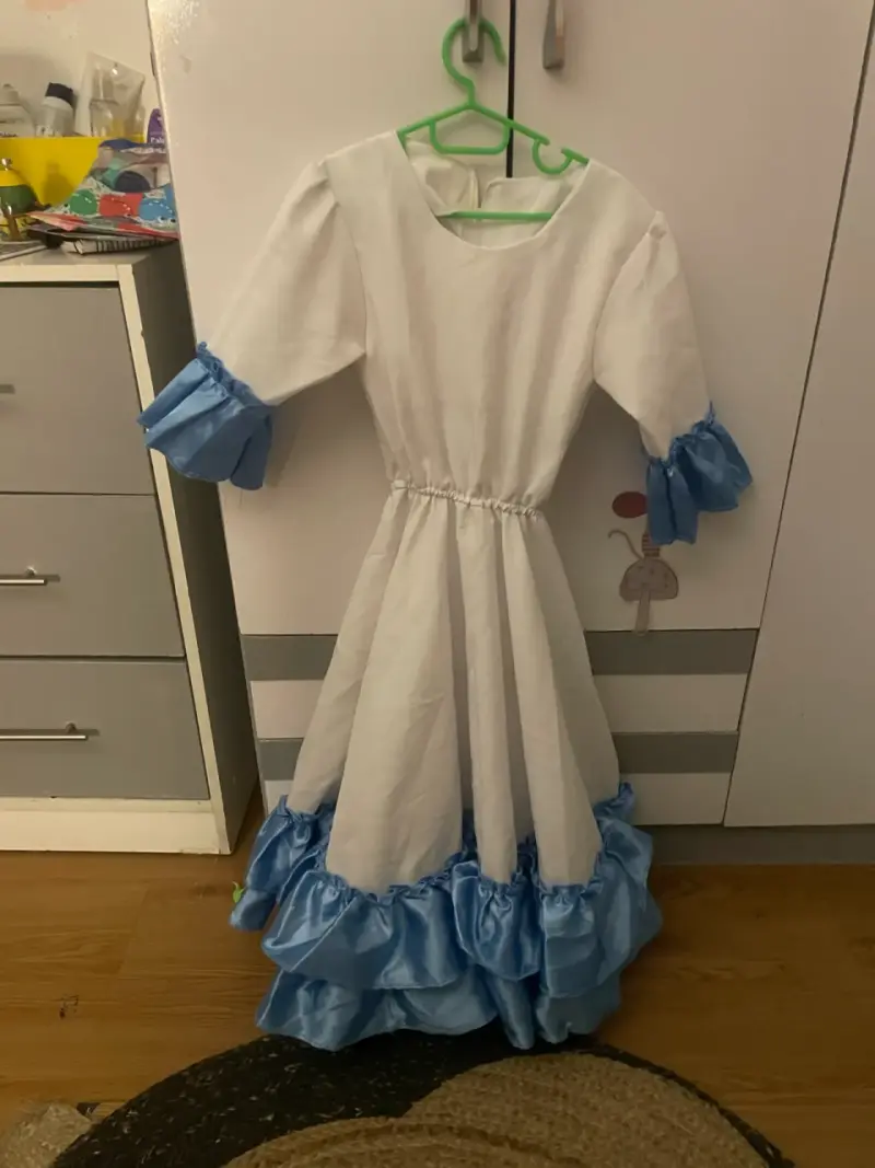 Vestido blanco con azules para niña talla 8 - 1