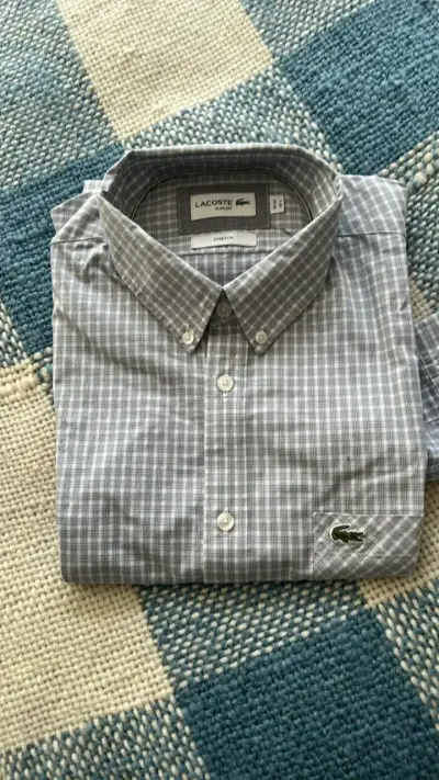 Camisa Lacoste Slim Fit Cuadros Grises - miniatura 1