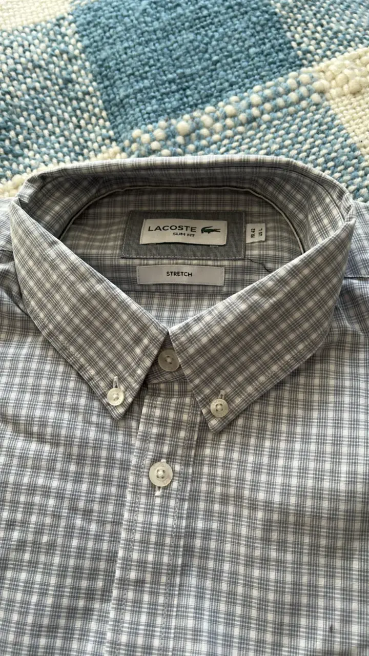 Camisa Lacoste Slim Fit Cuadros Grises - 3