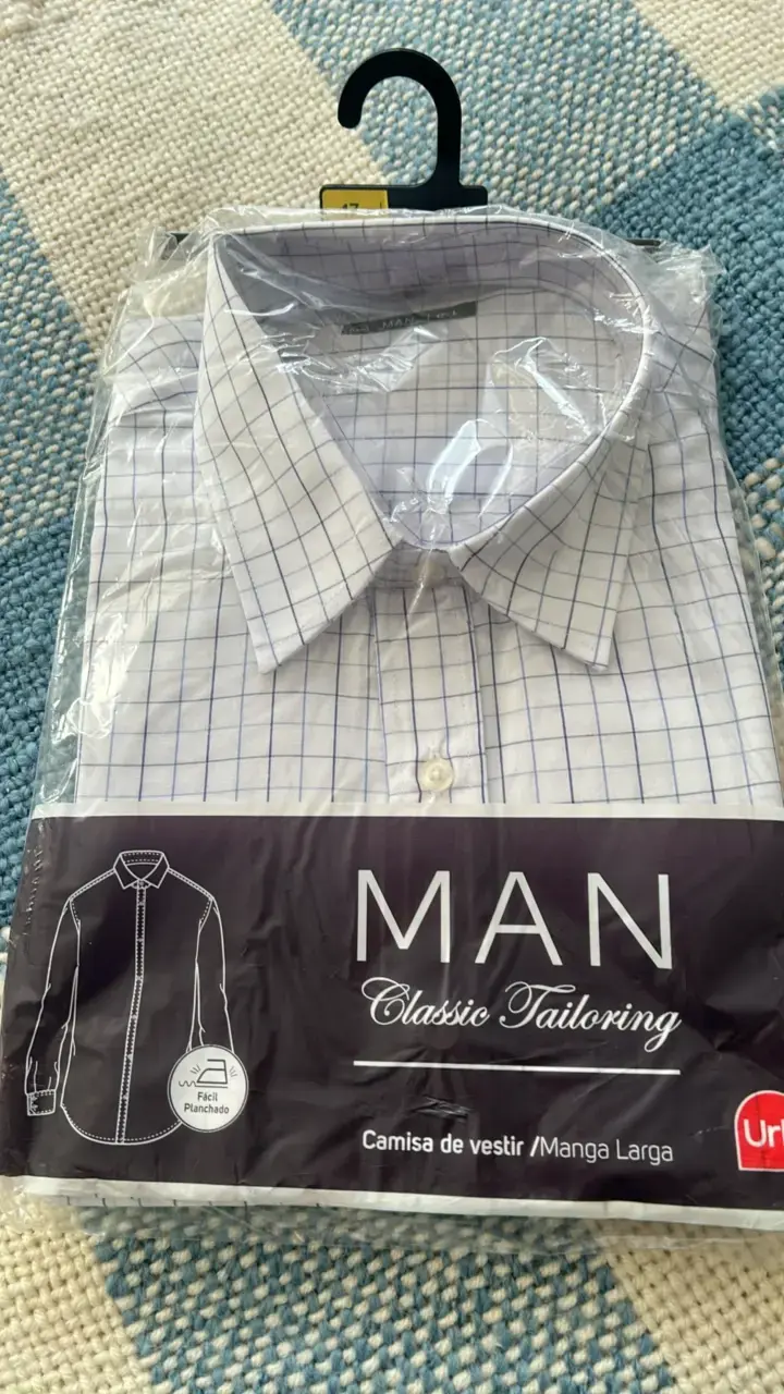 Camisa de vestir a cuadros manga larga para hombre - 1