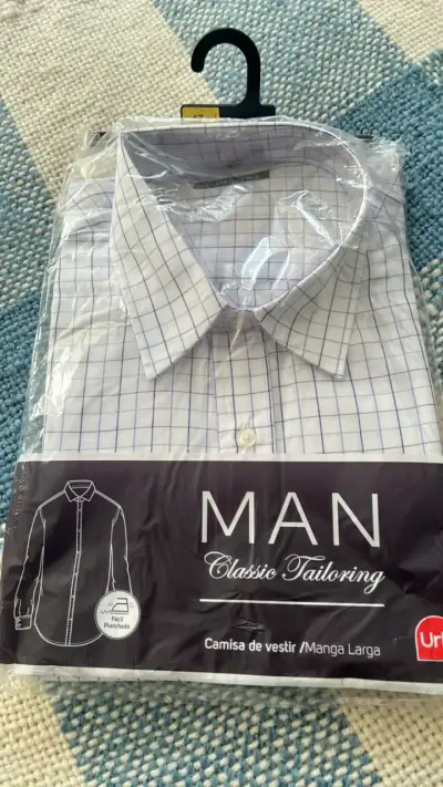 Camisa de vestir a cuadros manga larga para hombre - miniatura 1