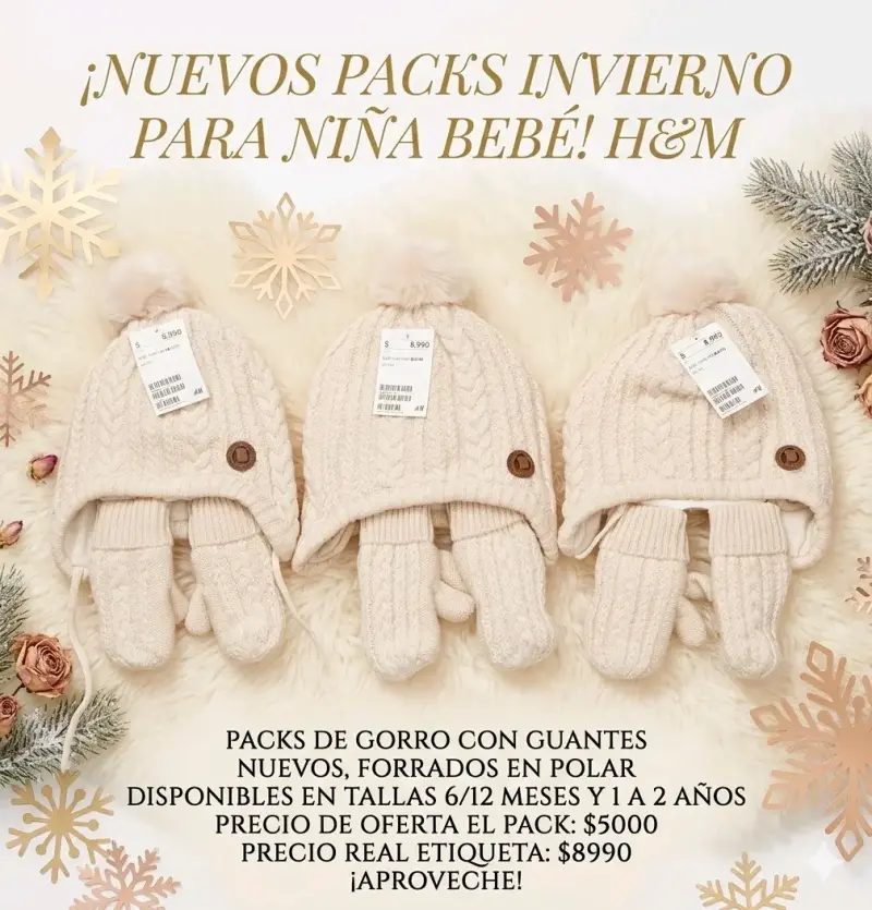 Pack de gorro y guantes para niña bebé H&M