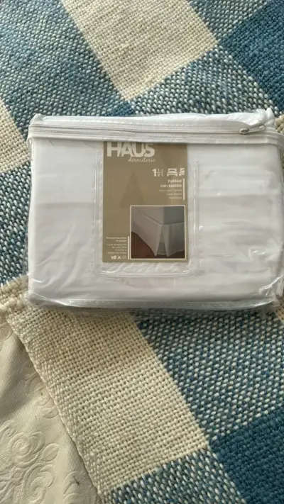 Faldón blanco de microfibra Haus 1.5 plazas - miniatura 1