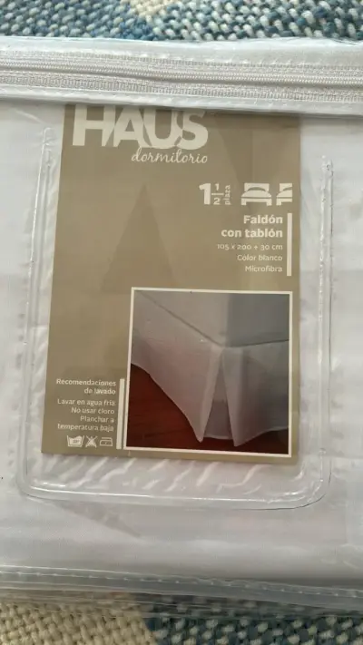 Faldón blanco de microfibra Haus 1.5 plazas - miniatura 2