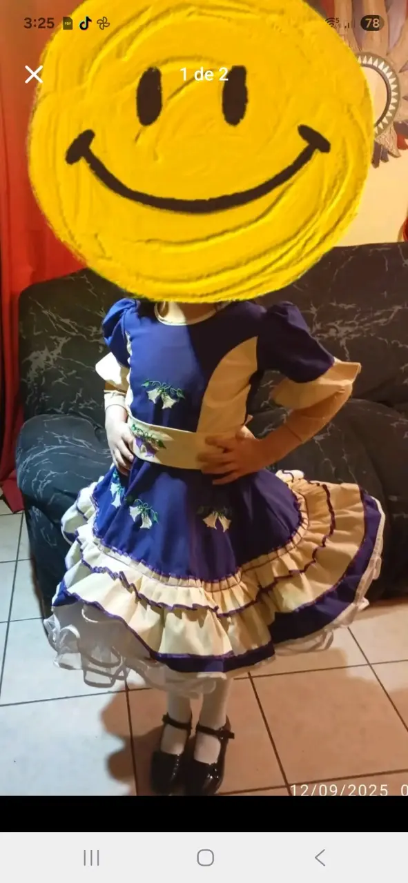 Vestido de huasa para nmorado con detalles bordad - 1