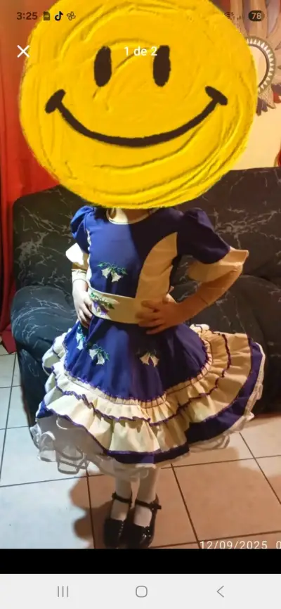 Vestido de huasa para nmorado con detalles bordad - miniatura 1