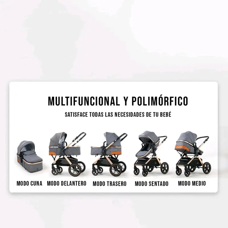 Coche Moisés LuBabycas Negro con dorado - 5