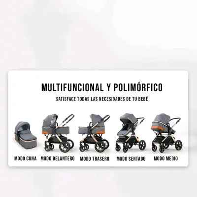 Coche Moisés LuBabycas Negro con dorado - miniatura 5