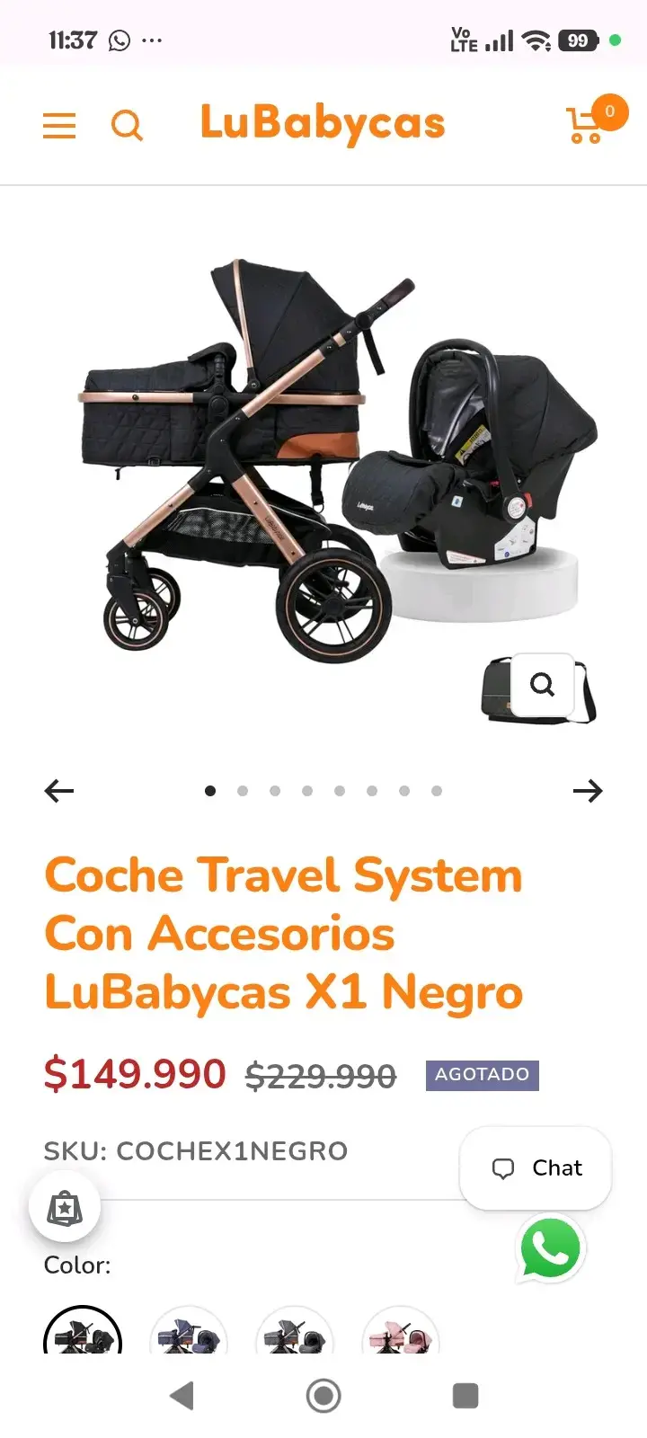 Coche Moisés LuBabycas Negro con dorado - 6