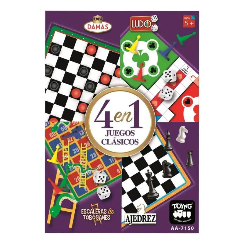 Set de Juegos de Mesa 4 en 1 Clásicos