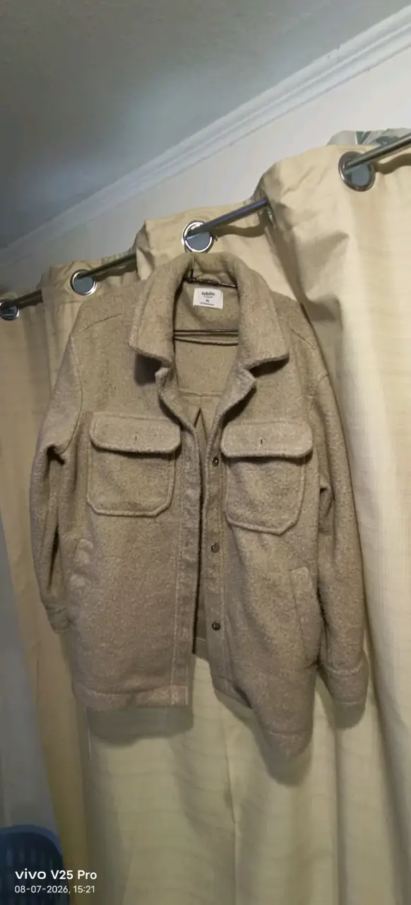 Chaqueta de lana beige para mujer talla XL - 2