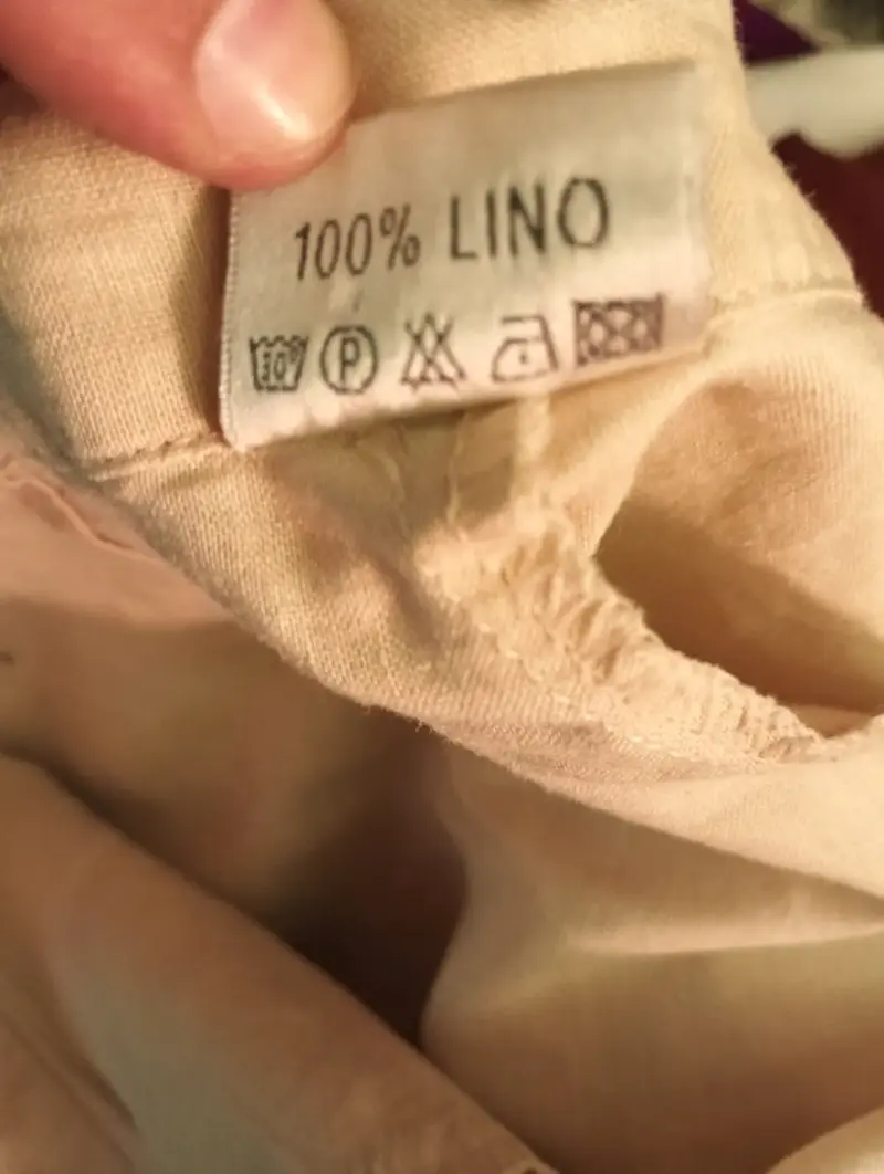 Pantalones de lino beige con bordado - 2