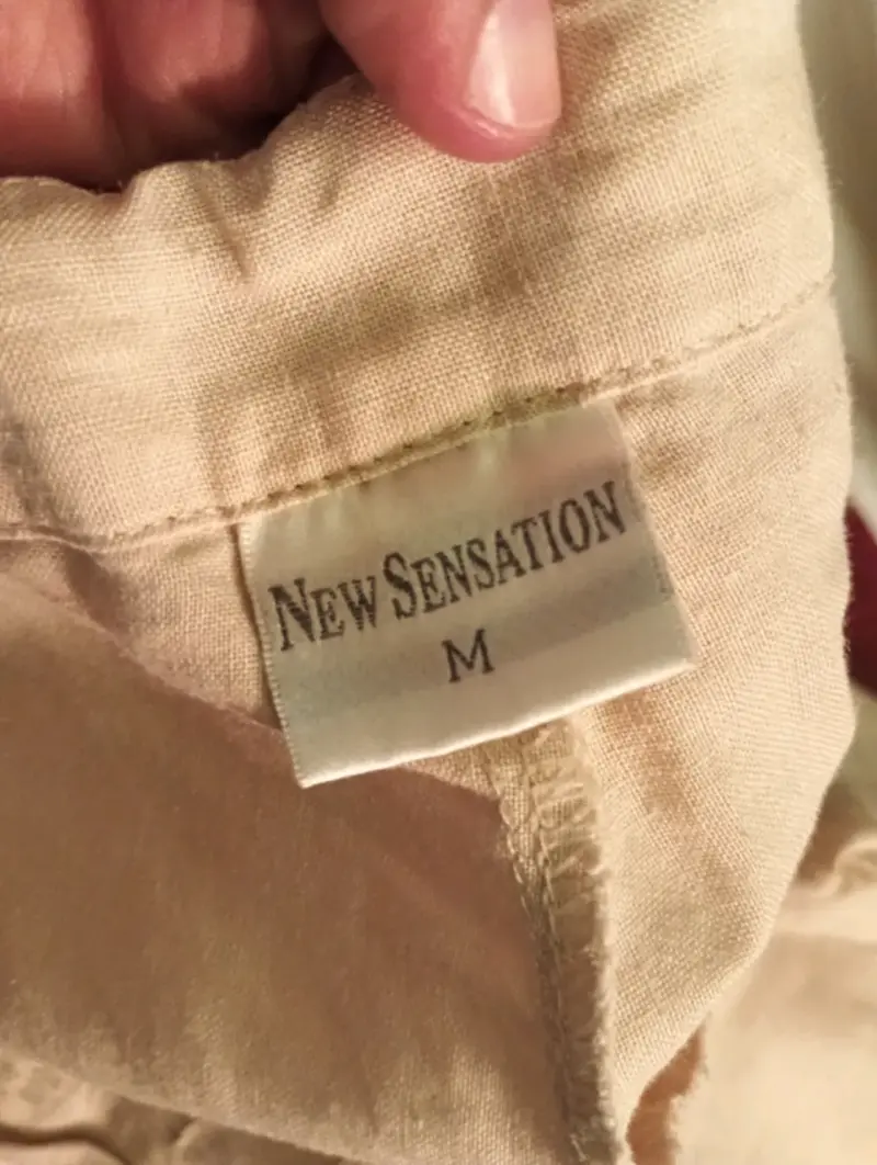 Pantalones de lino beige con bordado - 3