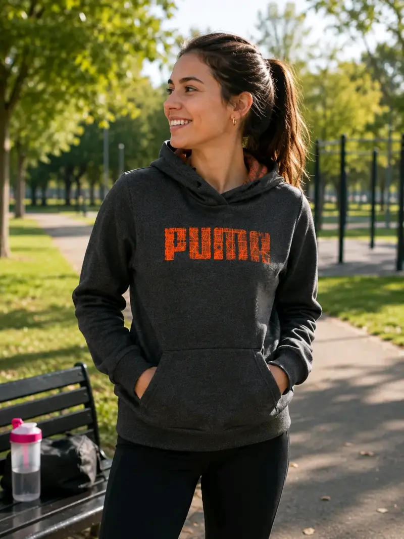 Polerón con capucha Puma gris oscuro y naranja - 2