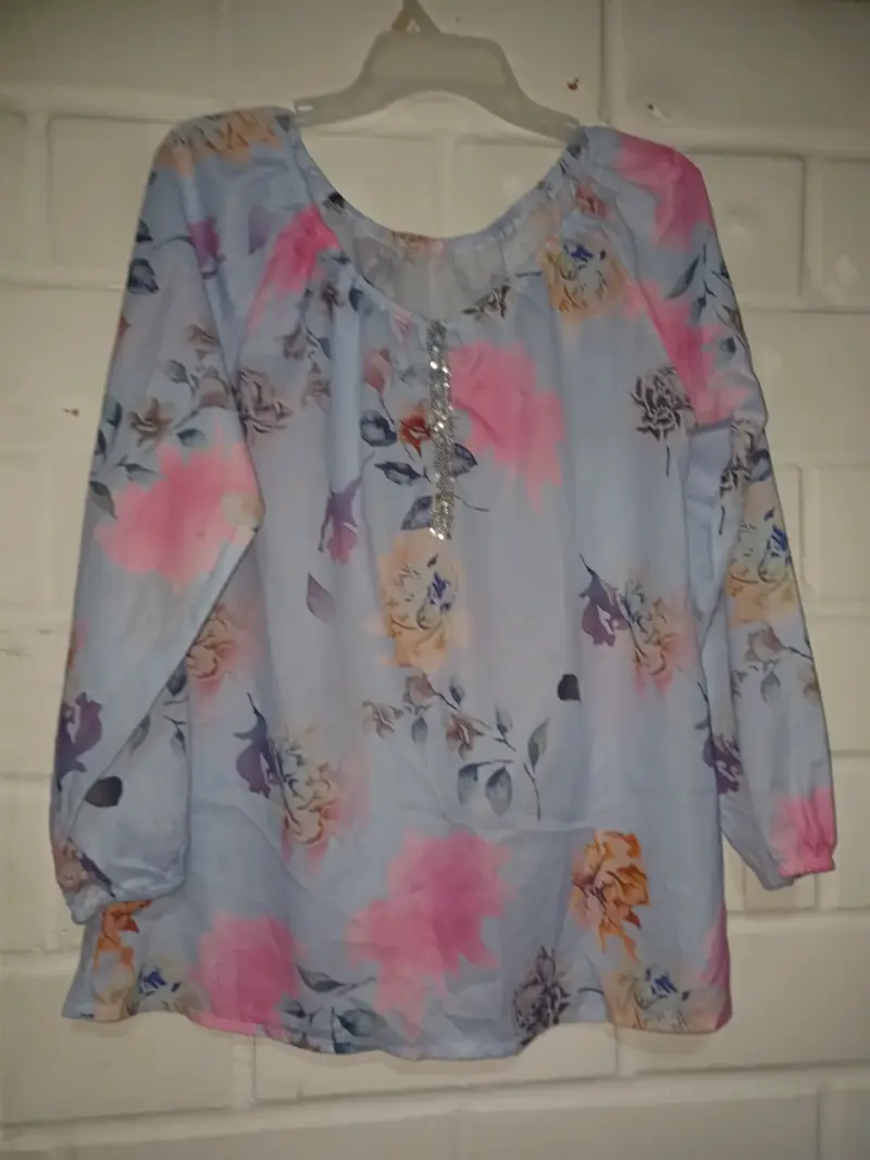 Blusa de flores manga larga para mujer - 1