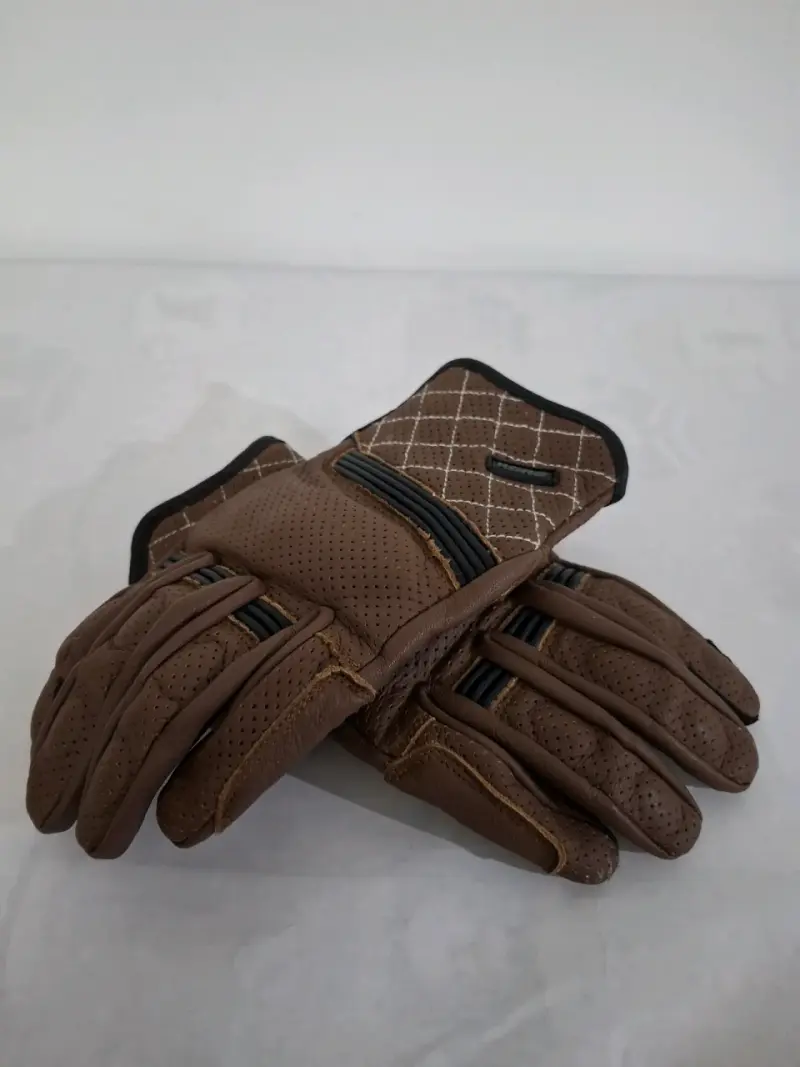 Guantes de cuero marrón motocicleta Kore Seventy - 1
