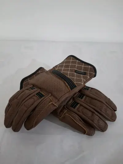 Guantes de cuero marrón motocicleta Kore Seventy - miniatura 1