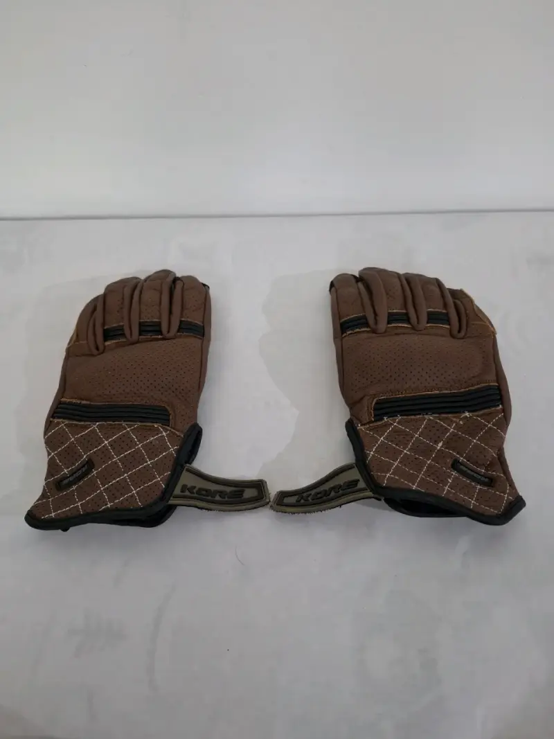 Guantes de cuero marrón motocicleta Kore Seventy - 4