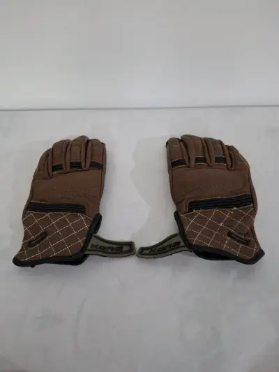 Guantes de cuero marrón motocicleta Kore Seventy - miniatura 4