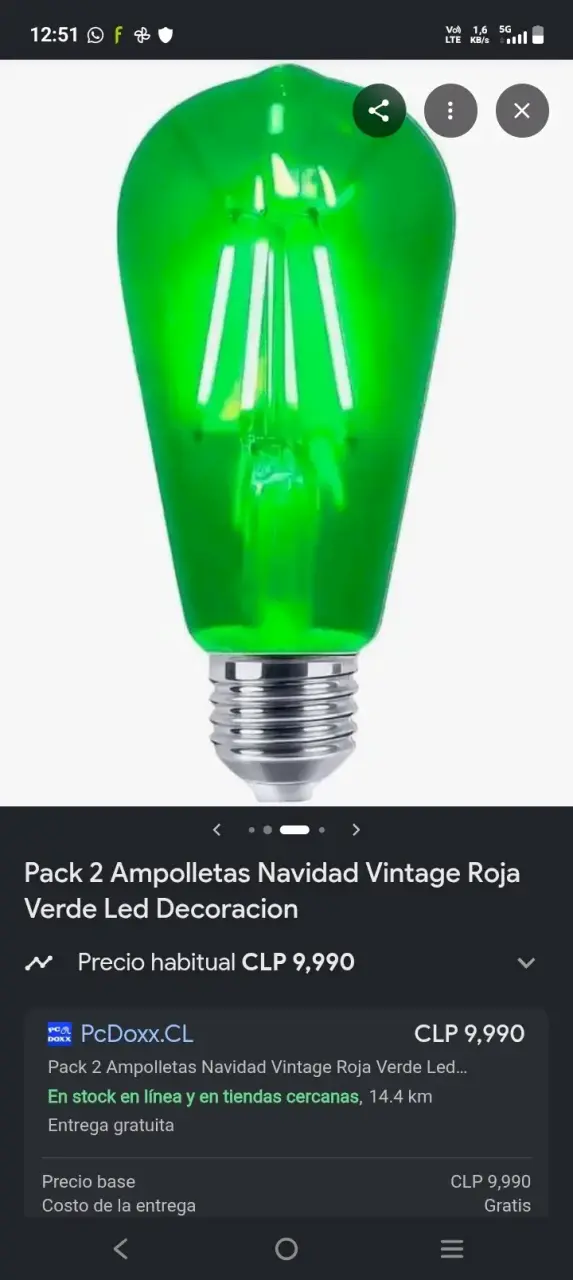 Pack 10 ampolletas LED de colores para decoración - 5
