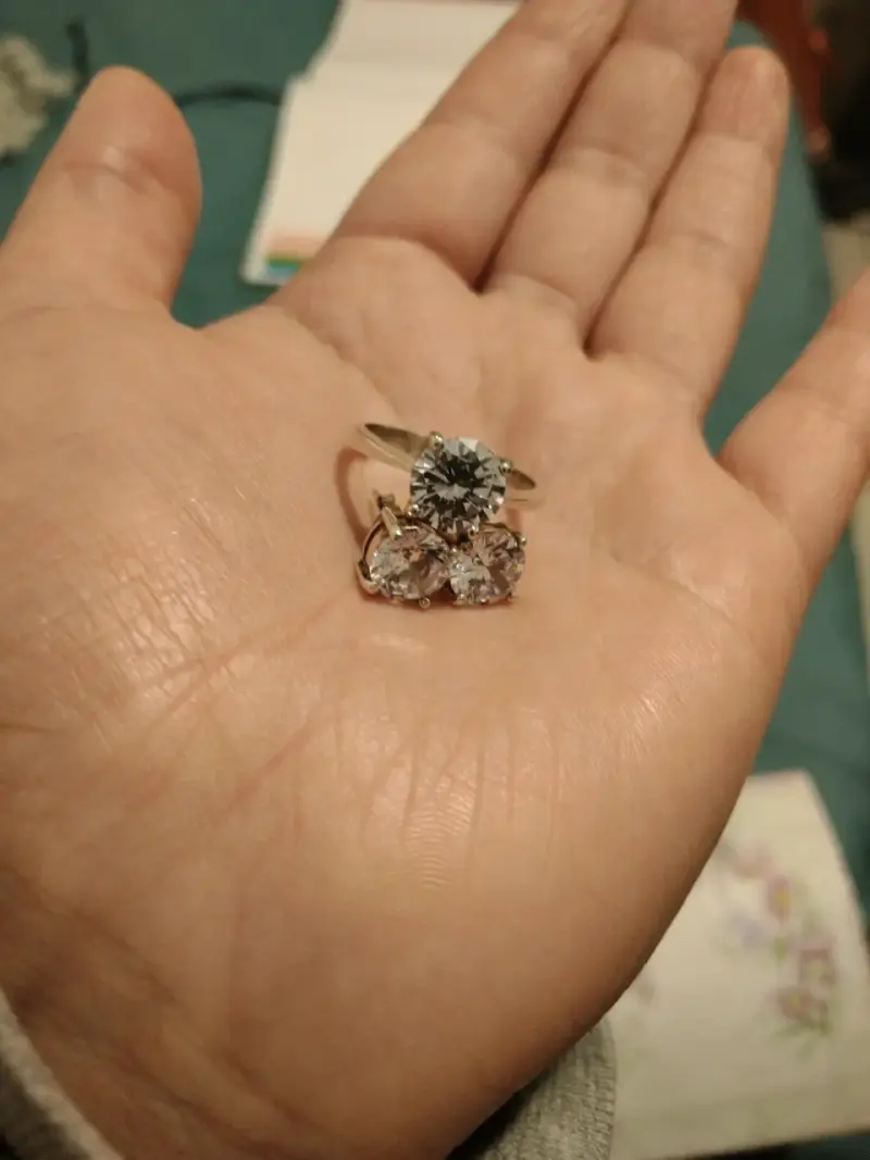 Anillo18 + aros de plata con circonita brillante - 1