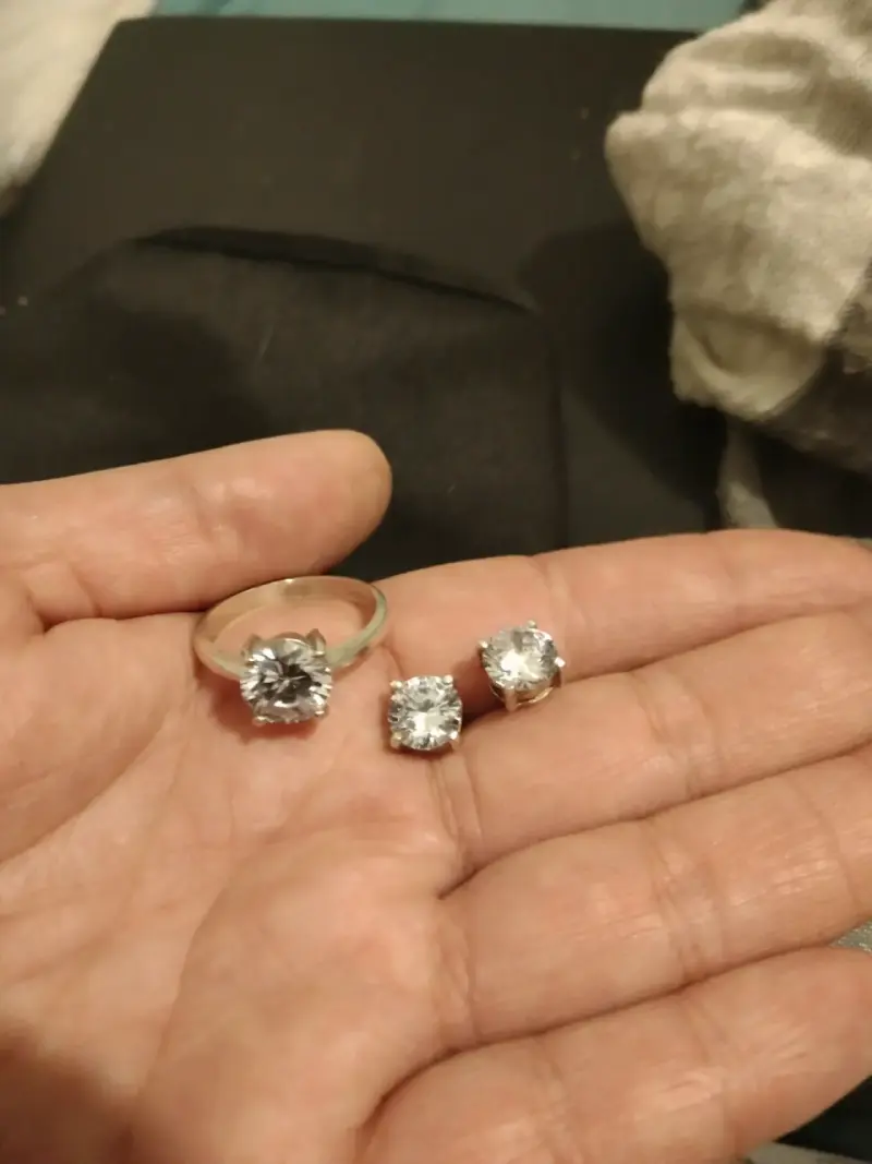 Anillo18 + aros de plata con circonita brillante - 2