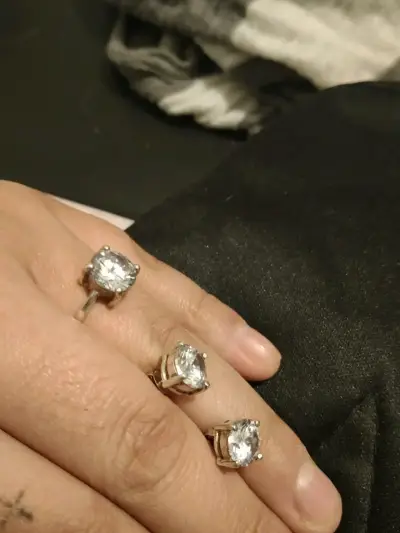 Anillo18 + aros de plata con circonita brillante - miniatura 5
