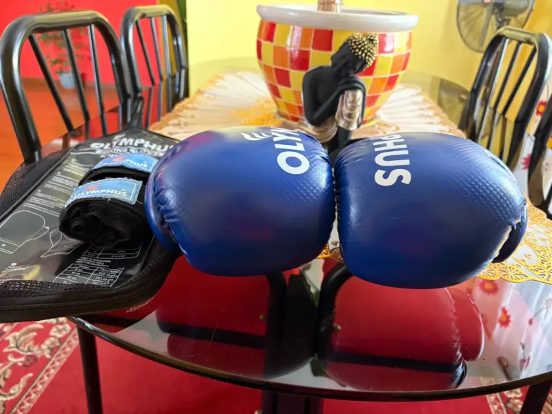 Guantes de Boxeo Olympus Azules con Bolsa - 4