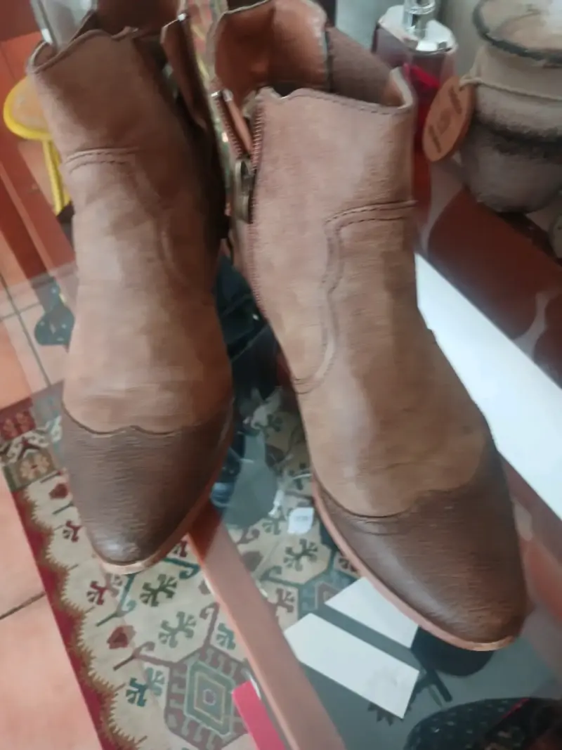 Botines de cuero animal print y gamuza - 4