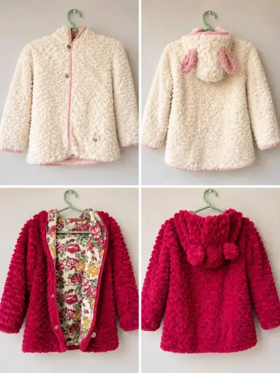 Chaqueta reversible para niña con capucha y orejas - miniatura 1