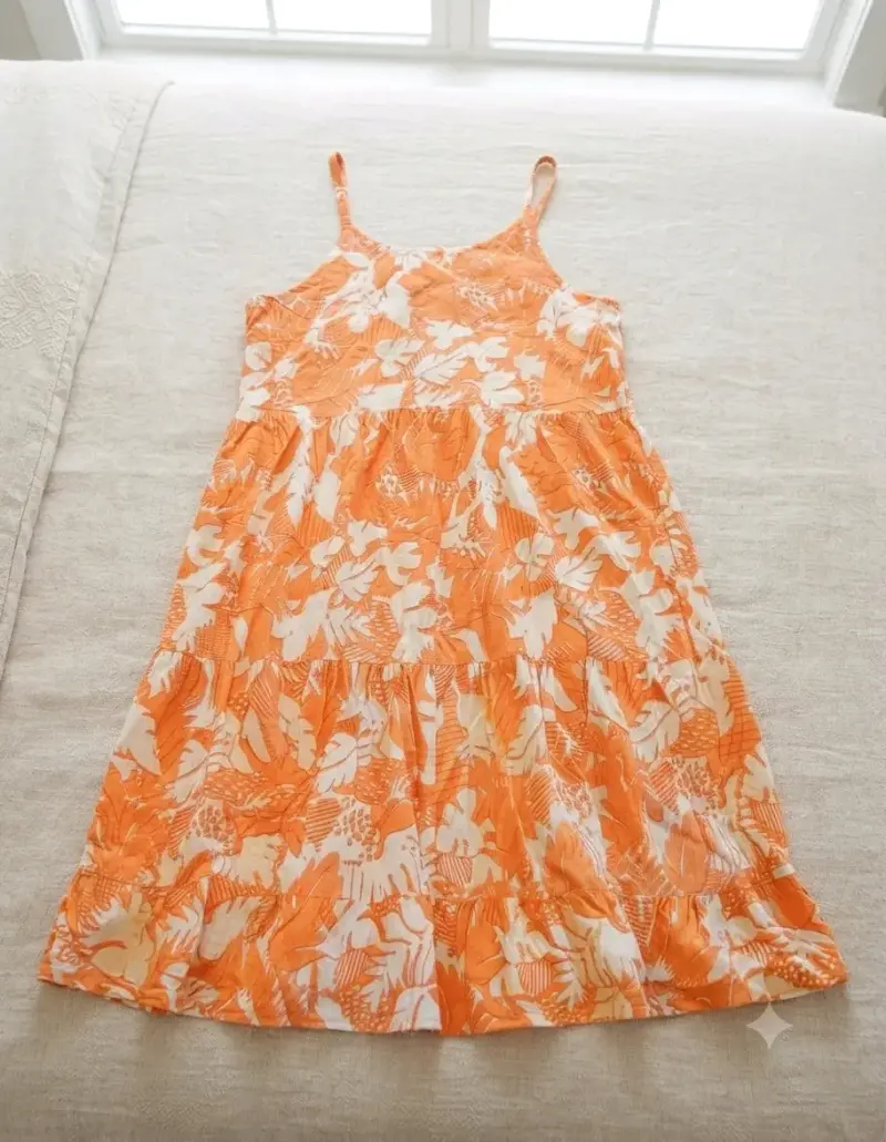 Vestido veraniego estampado floral naranja - 1