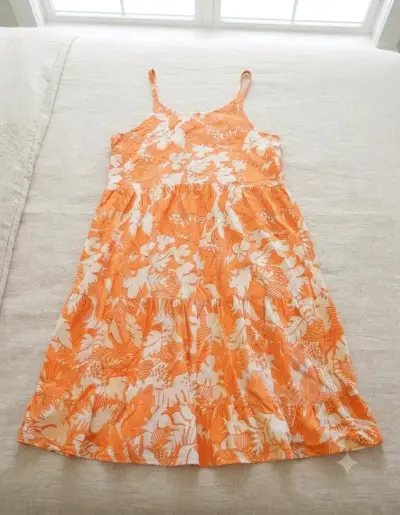 Vestido veraniego estampado floral naranja - miniatura 1