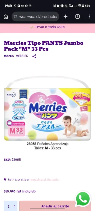 Pañales Merries Tipo Pants M 33 Pcs - miniatura 1