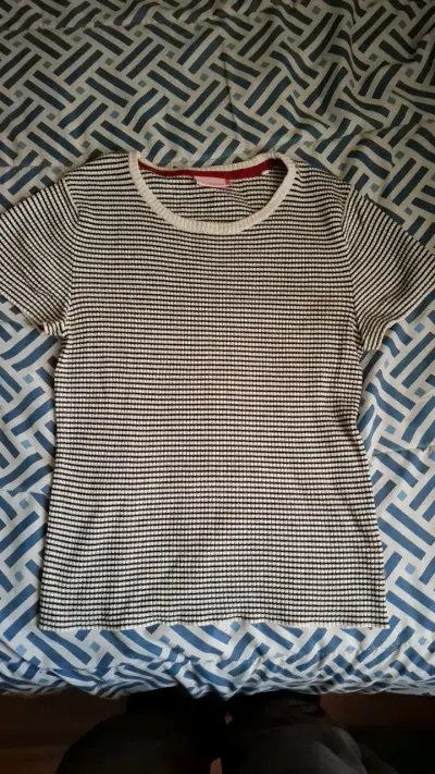 Polera rayada Fiorucci en blanco y negro - miniatura 1