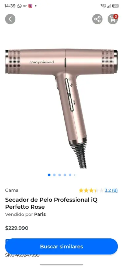 Secador de Pelo Profesional Gama iQ Perfetto Rose - miniatura 5