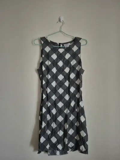 Vestido Esprit a cuadros blanco y negro t. 40 - miniatura 1