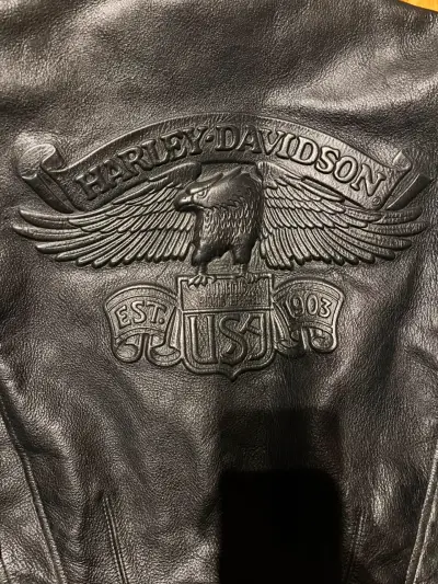 Chaqueta de cuero Harley-Davidson negra - miniatura 2