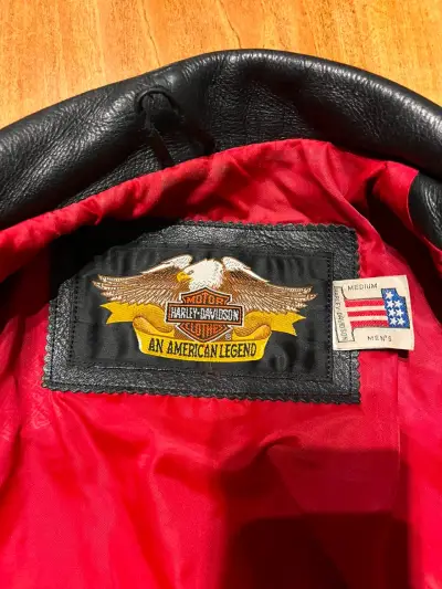 Chaqueta de cuero Harley-Davidson negra - miniatura 3