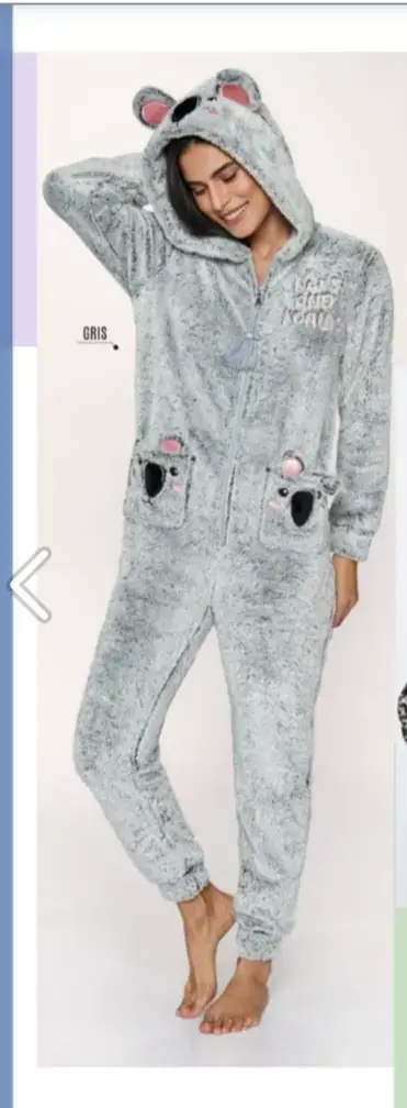 Pijama Entero Gris con Orejas de Koala - miniatura 1