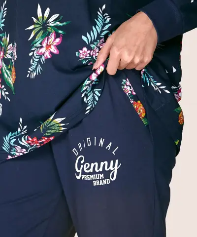 Pijama de mujer floral azul marino Genny - miniatura 2
