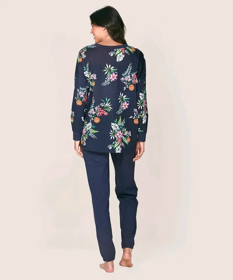Pijama de mujer floral azul marino Genny - 3
