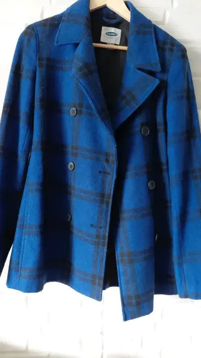 Abrigo azul a cuadros Old Navy para mujer - miniatura 1