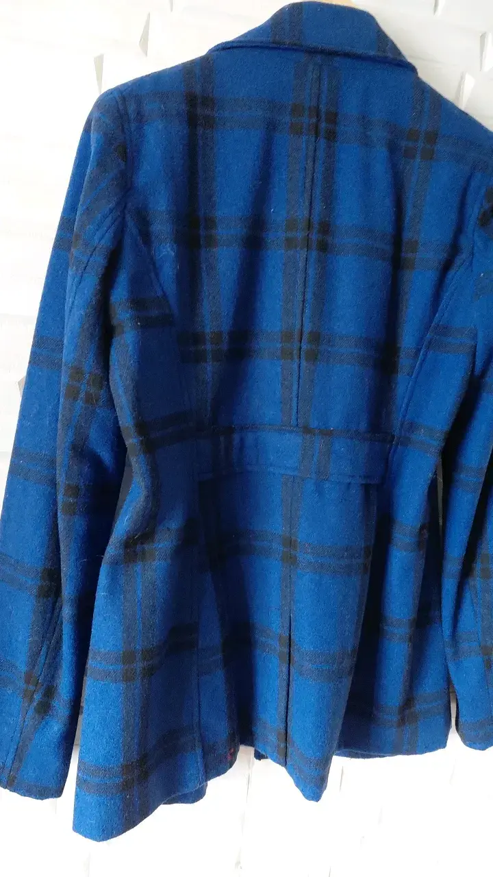 Abrigo azul a cuadros Old Navy para mujer - 4