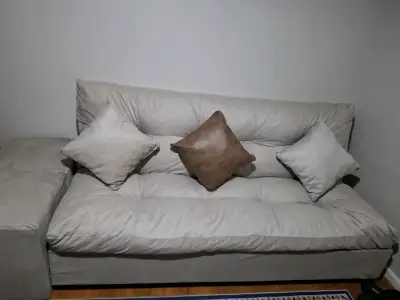 Futon Globo , color beige con puff y 2 cojines - miniatura 1