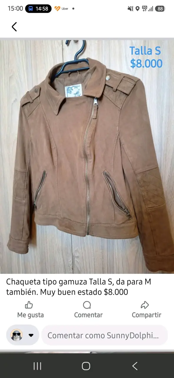 Chaqueta de gamuza marrón Blugirl talla S - 4