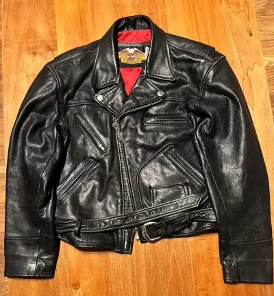 Chaqueta de cuero Harley-Davidson negra - miniatura 4
