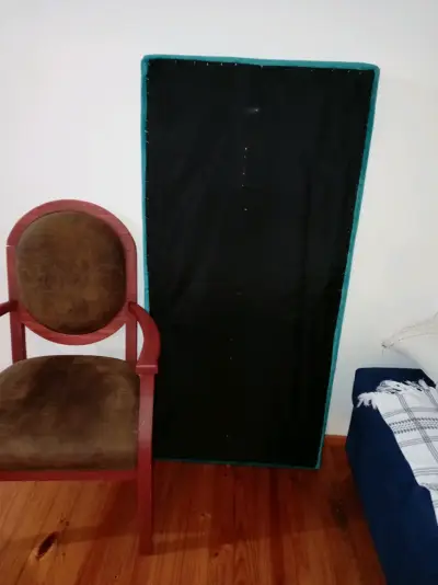 Respaldo de cama tapizado en terciopelo turquesa - miniatura 4